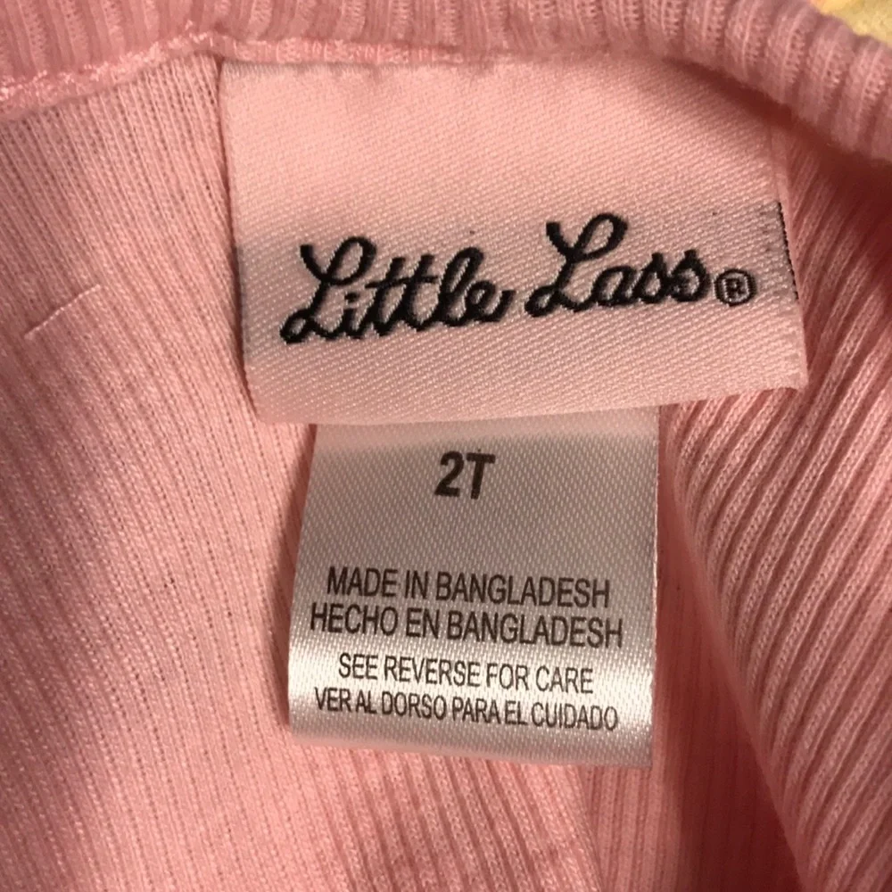 Toddler Girls jumper shorts Little Lass 2T butterfly overalls yellow pink new - Picture 6 of 8